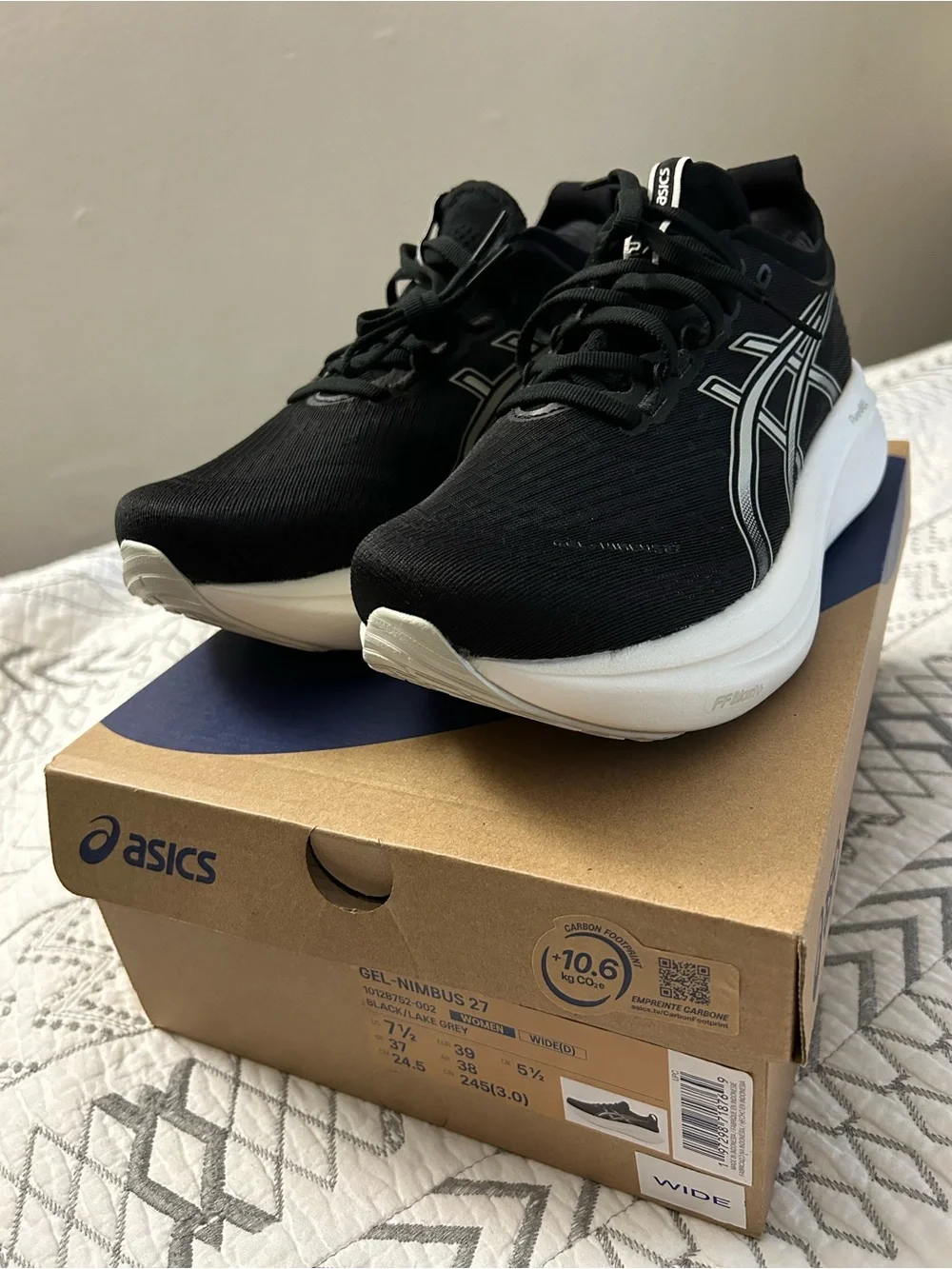 ASICS Women’s  GEL-Nimbus 27 Running Shoes - Black/White